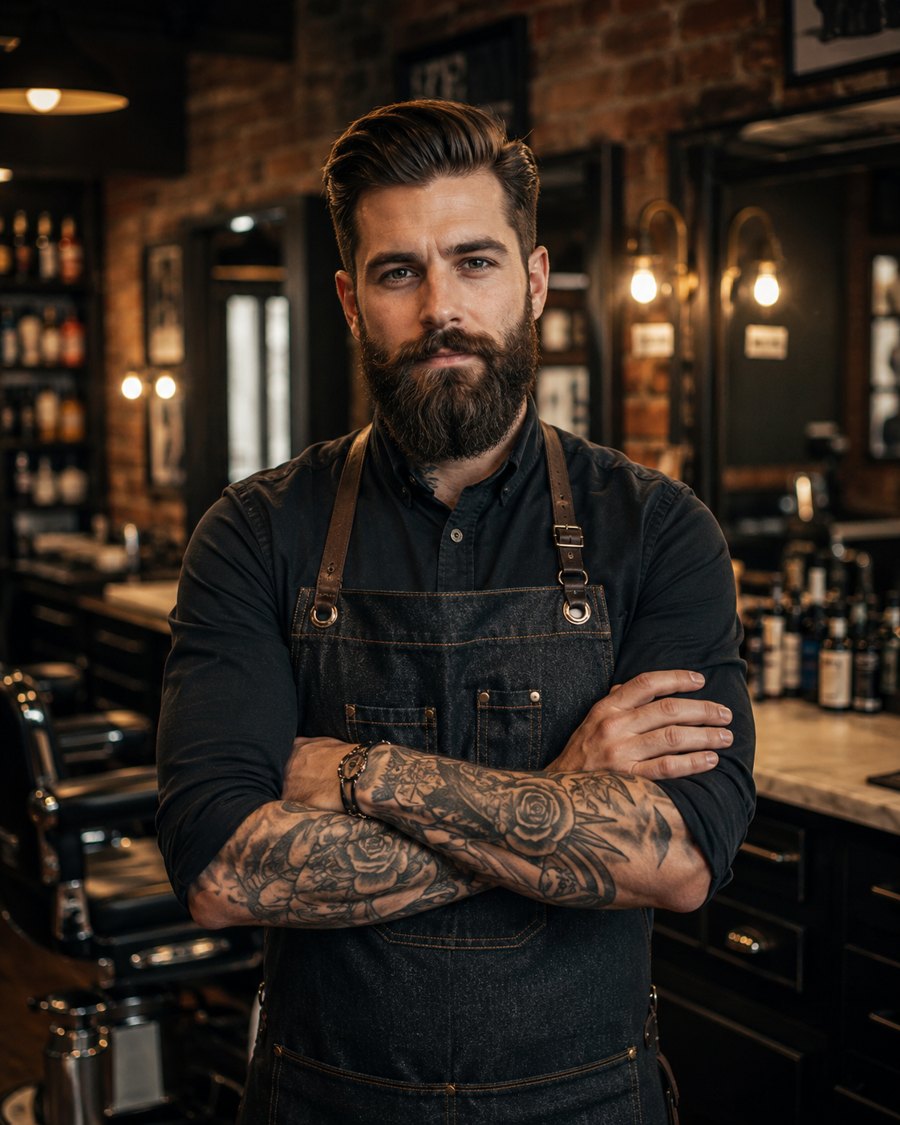 Barbero profesional en barbería premium